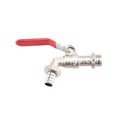 Outdoor 1/2" Iron Handle Zinc Alloy Bibcock Lockable Anti-Corrosion Wall-Mounted Garden Water Tap for Washing Machine