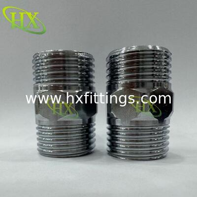 الصلب المقاوم للصدأ 304 Hex الحلمة الخارجي الخيط أنبوب الحلمة